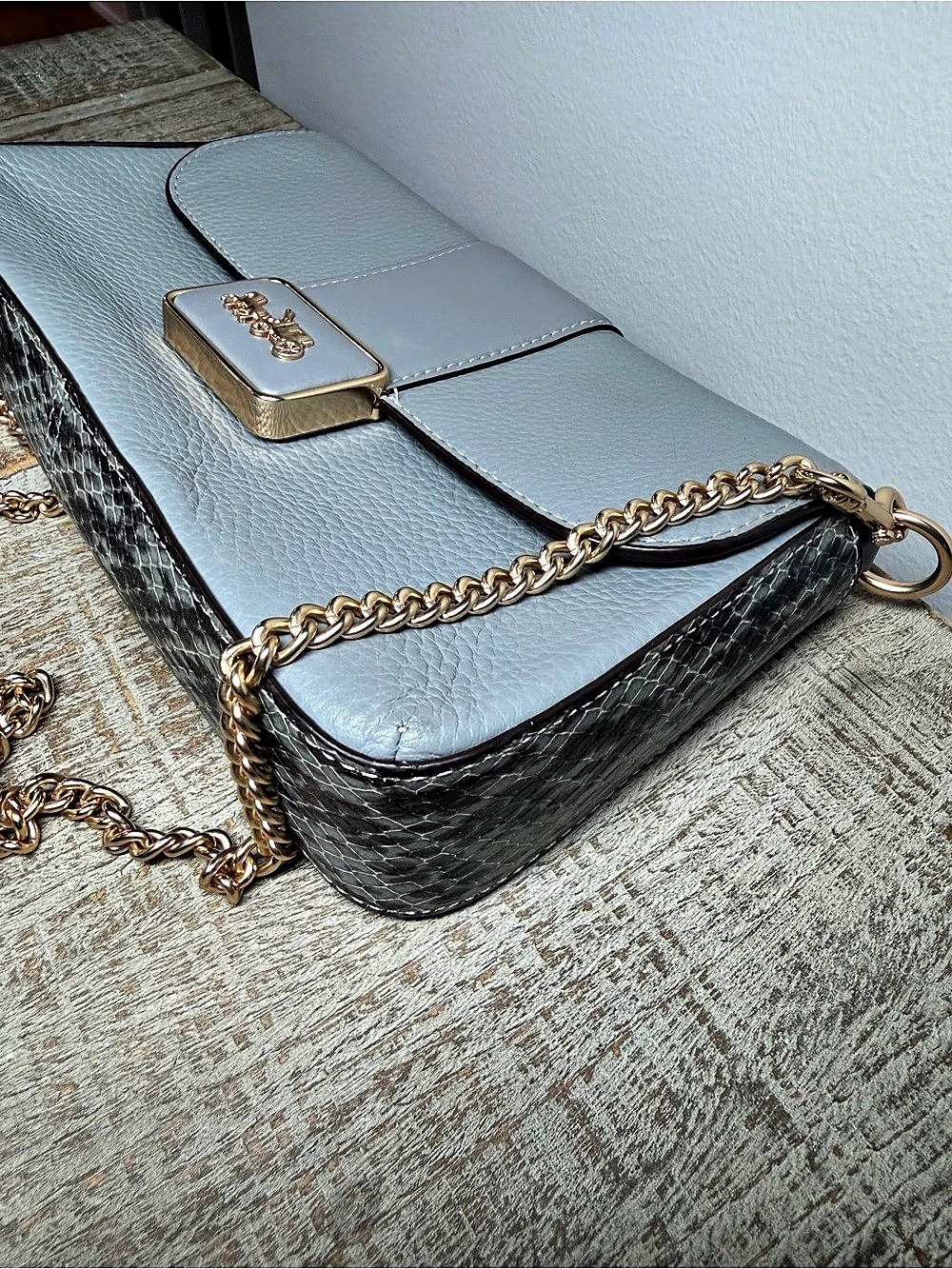 Coach Crossbody Gray & Black Chain Bag